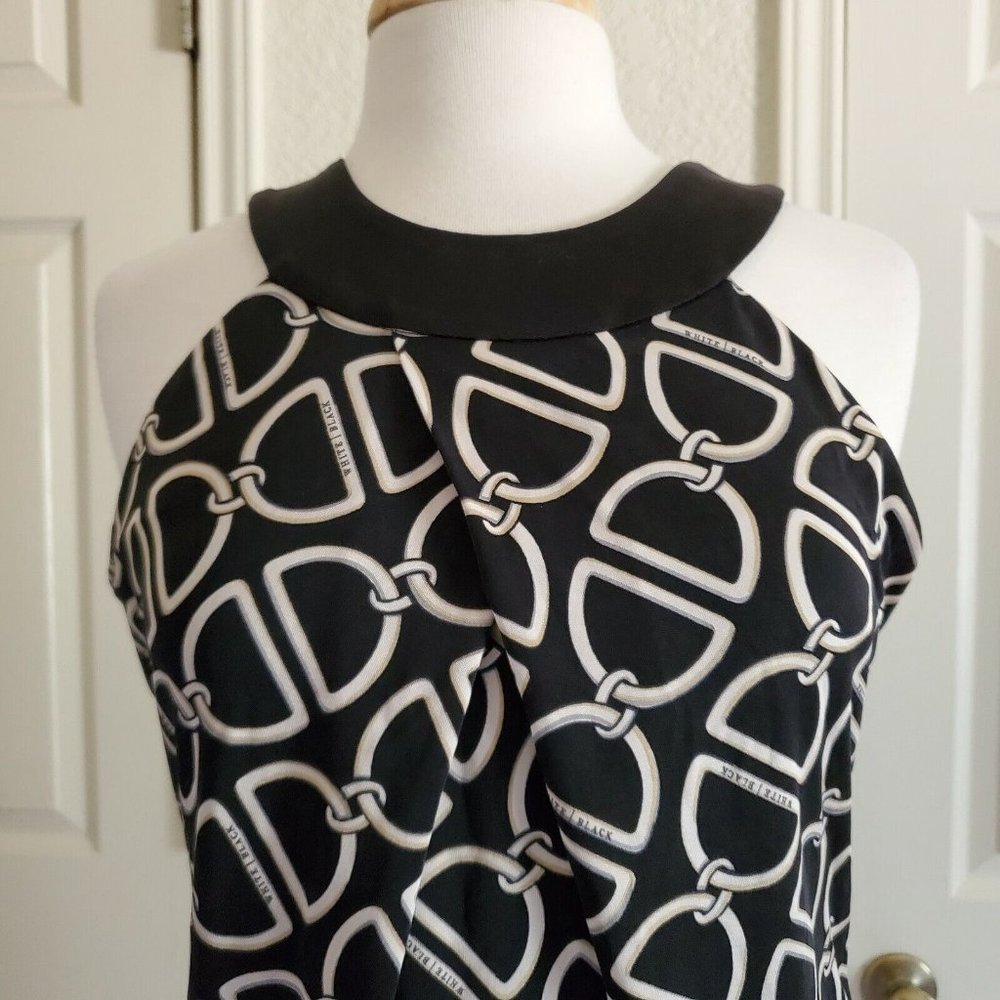 White House Black Market Sleeveless Chain Link Logo Top Size S - Picture 2 of 7